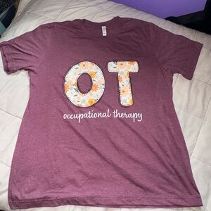 Maroon OT Occupational Therapy Floral Graphic T-Shirt